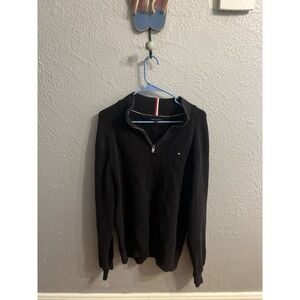 Tommy Hilfiger Sweater Mens Navy  1/4 zip Long Sleeve Pullover Size XL